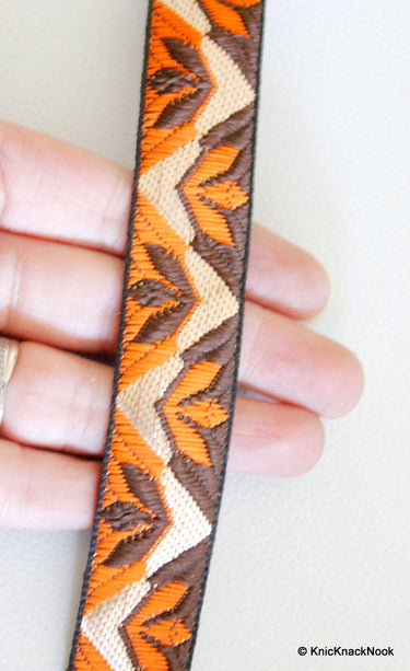 Orange Sari Jacquard Brocade Lace Trim, Approx. 25mm Wide Trim By 9 yards Sewing Trim Costume Trim Wholesale Ribbon